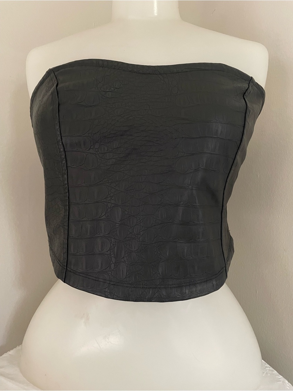 Intimately by Free People Croc Faux Leather Strapless Top Sz M